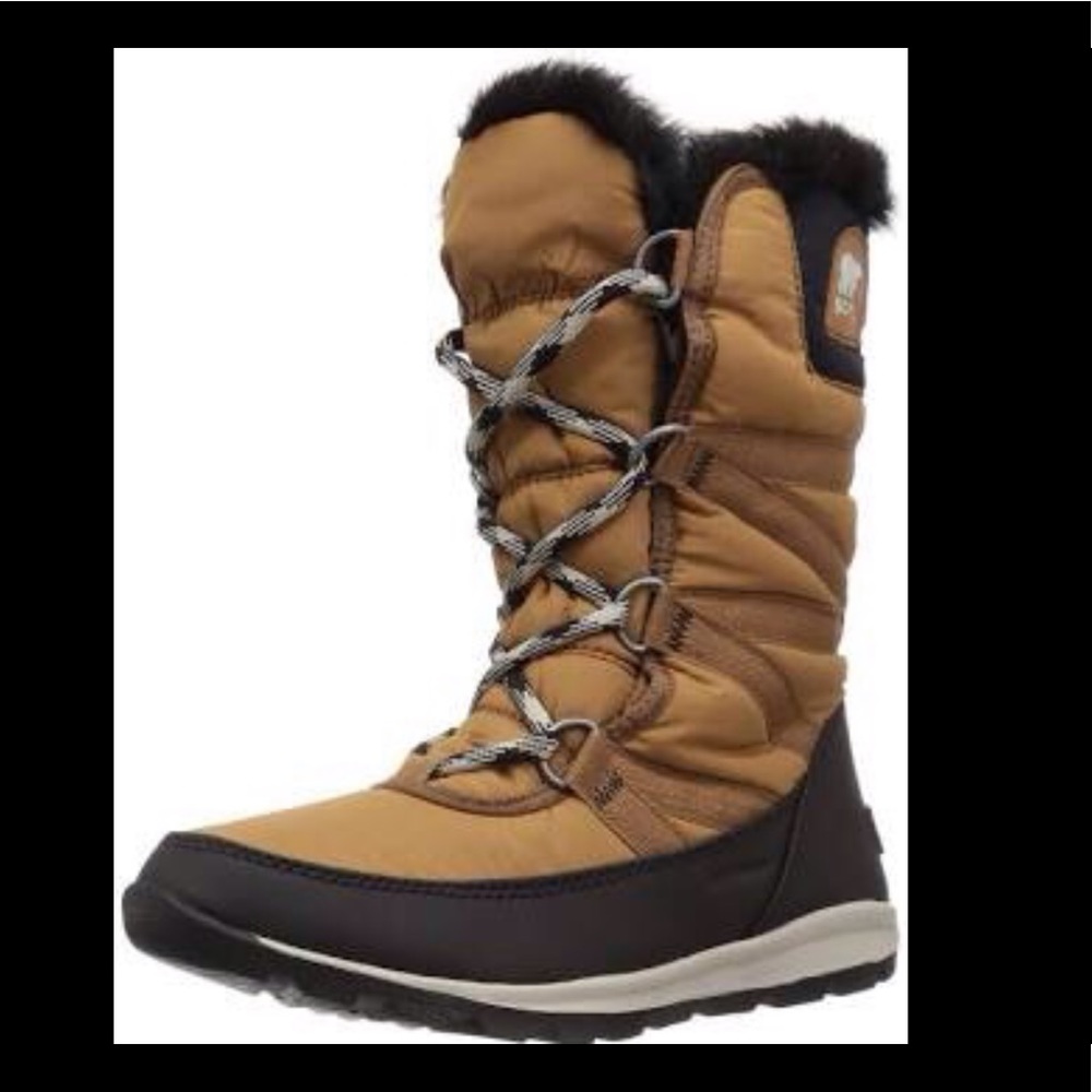 New SOREL Whitney Boots Brown Black Fur Trim 8
